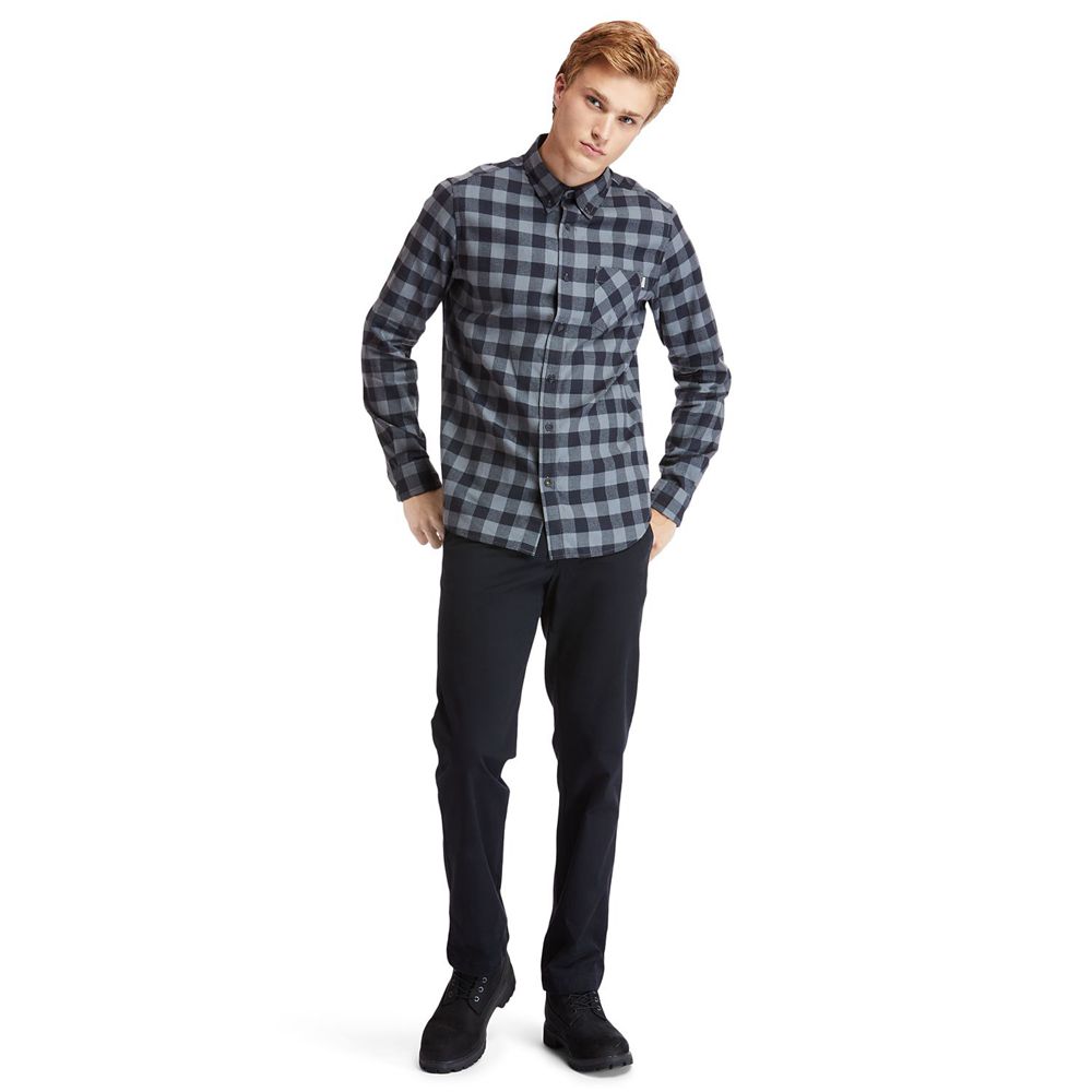 Camasi Timberland Barbati Gri - Nashua River Long-Sleeve Flannel Check - Romania - GVQZHS453